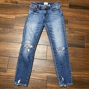 BKE Women's Blue Distressed Jeans